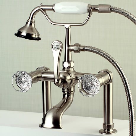 Celebrity AE103T8WCL Three-Handle 2-Hole Deck Mount Clawfoot Tub Faucet with Hand Shower, Brushed Nickel