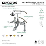 Aqua Vintage AE104T1 Three-Handle 2-Hole Deck Mount Clawfoot Tub Faucet with Hand Shower, Polished Chrome