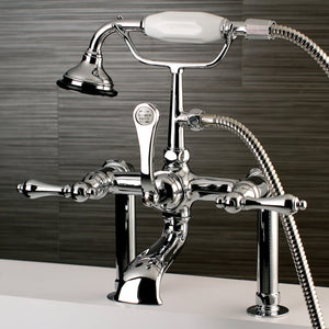 Aqua Vintage AE104T1 Three-Handle 2-Hole Deck Mount Clawfoot Tub Faucet with Hand Shower, Polished Chrome