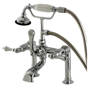 Aqua Vintage AE104T1 Three-Handle 2-Hole Deck Mount Clawfoot Tub Faucet with Hand Shower, Polished Chrome