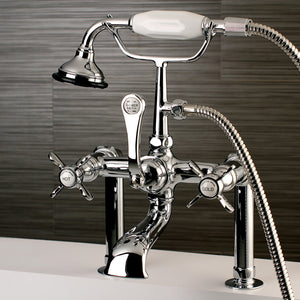 Essex AE104T1BEX Three-Handle 2-Hole Deck Mount Clawfoot Tub Faucet with Hand Shower, Polished Chrome