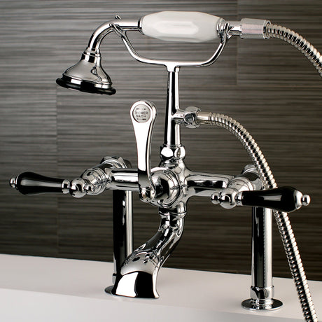 Duchess AE104T1PKL Three-Handle 2-Hole Deck Mount Clawfoot Tub Faucet with Hand Shower, Polished Chrome