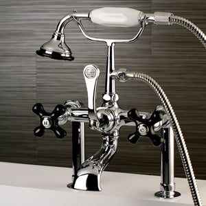 Duchess AE104T1PKX Three-Handle 2-Hole Deck Mount Clawfoot Tub Faucet with Hand Shower, Polished Chrome