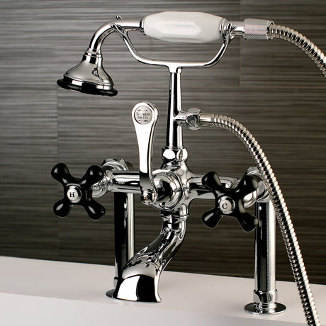 Duchess AE104T1PKX Three-Handle 2-Hole Deck Mount Clawfoot Tub Faucet with Hand Shower, Polished Chrome