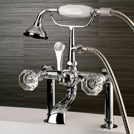 Celebrity AE104T1WCL Three-Handle 2-Hole Deck Mount Clawfoot Tub Faucet with Hand Shower, Polished Chrome