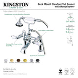 Aqua Vintage AE106T1 Three-Handle 2-Hole Deck Mount Clawfoot Tub Faucet with Hand Shower, Polished Chrome
