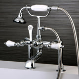 Aqua Vintage AE106T1 Three-Handle 2-Hole Deck Mount Clawfoot Tub Faucet with Hand Shower, Polished Chrome