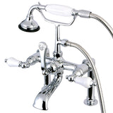 Aqua Vintage AE106T1 Three-Handle 2-Hole Deck Mount Clawfoot Tub Faucet with Hand Shower, Polished Chrome
