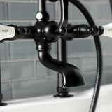 Aqua Vintage AE107T0 Three-Handle 2-Hole Deck Mount Clawfoot Tub Faucet with Hand Shower, Matte Black