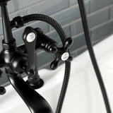 Aqua Vintage AE109T0 Three-Handle 2-Hole Deck Mount Clawfoot Tub Faucet with Hand Shower, Matte Black