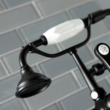 Aqua Vintage AE109T0 Three-Handle 2-Hole Deck Mount Clawfoot Tub Faucet with Hand Shower, Matte Black