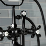 Aqua Vintage AE109T0 Three-Handle 2-Hole Deck Mount Clawfoot Tub Faucet with Hand Shower, Matte Black