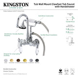 Aqua Vintage AE10T1 Three-Handle 2-Hole Tub Wall Mount Clawfoot Tub Faucet with Hand Shower, Polished Chrome