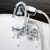 Aqua Vintage AE10T1 Three-Handle 2-Hole Tub Wall Mount Clawfoot Tub Faucet with Hand Shower, Polished Chrome
