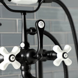 Aqua Vintage AE111T0 Three-Handle 2-Hole Deck Mount Clawfoot Tub Faucet with Hand Shower, Matte Black