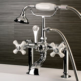 Aqua Vintage AE112T1 Three-Handle 2-Hole Deck Mount Clawfoot Tub Faucet with Hand Shower, Polished Chrome