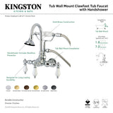 Aqua Vintage AE11T7 Three-Handle 2-Hole Tub Wall Mount Clawfoot Tub Faucet with Hand Shower, Brushed Brass