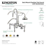 Aqua Vintage AE13T7 Three-Handle 2-Hole Deck Mount Clawfoot Tub Faucet with Hand Shower, Brushed Brass