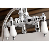 Aqua Vintage AE16T1 Three-Handle 2-Hole Deck Mount Clawfoot Tub Faucet with Hand Shower, Polished Chrome