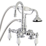 Aqua Vintage AE16T1 Three-Handle 2-Hole Deck Mount Clawfoot Tub Faucet with Hand Shower, Polished Chrome