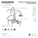 Aqua Vintage AE17T5 Three-Handle 2-Hole Deck Mount Clawfoot Tub Faucet with Hand Shower, Oil Rubbed Bronze