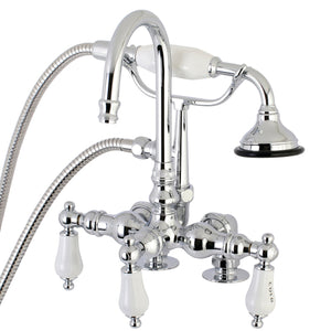 Aqua Vintage AE18T1 Three-Handle 2-Hole Deck Mount Clawfoot Tub Faucet with Hand Shower, Polished Chrome