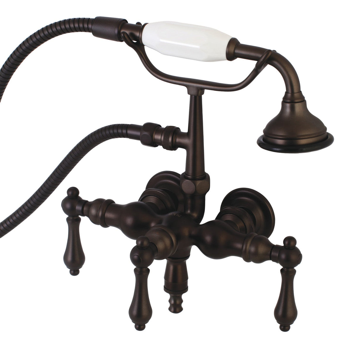 Aqua Vintage AE19T5 Three-Handle 2-Hole Tub Wall Mount Clawfoot Tub Faucet with Hand Shower, Oil Rubbed Bronze