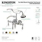 Aqua Vintage AE19T8 Three-Handle 2-Hole Tub Wall Mount Clawfoot Tub Faucet with Hand Shower, Brushed Nickel