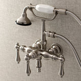 Aqua Vintage AE19T8 Three-Handle 2-Hole Tub Wall Mount Clawfoot Tub Faucet with Hand Shower, Brushed Nickel