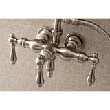 Aqua Vintage AE19T8 Three-Handle 2-Hole Tub Wall Mount Clawfoot Tub Faucet with Hand Shower, Brushed Nickel