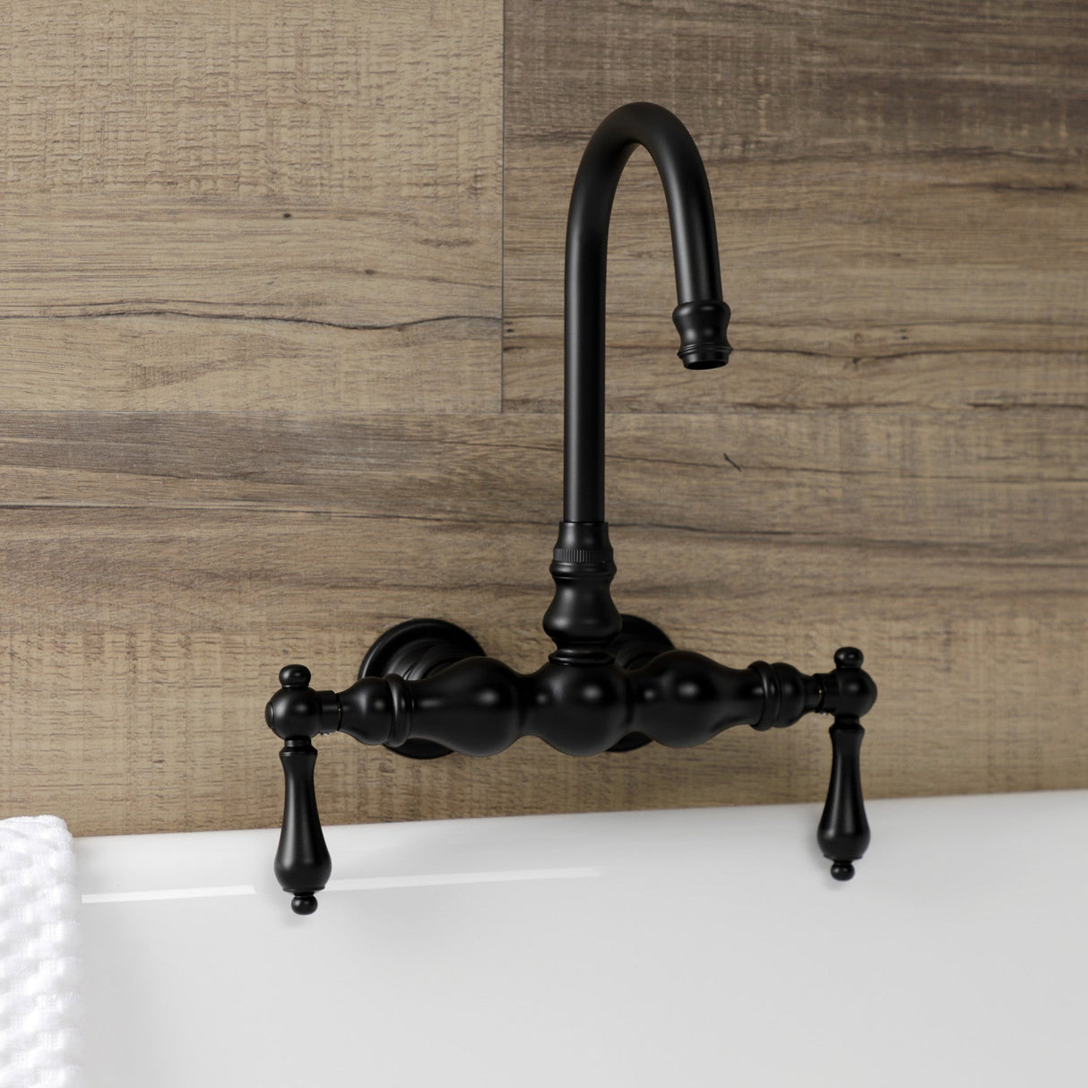 Aqua Vintage AE1T0 Two-Handle 2-Hole Tub Wall Mount Clawfoot Tub Faucet, Matte Black