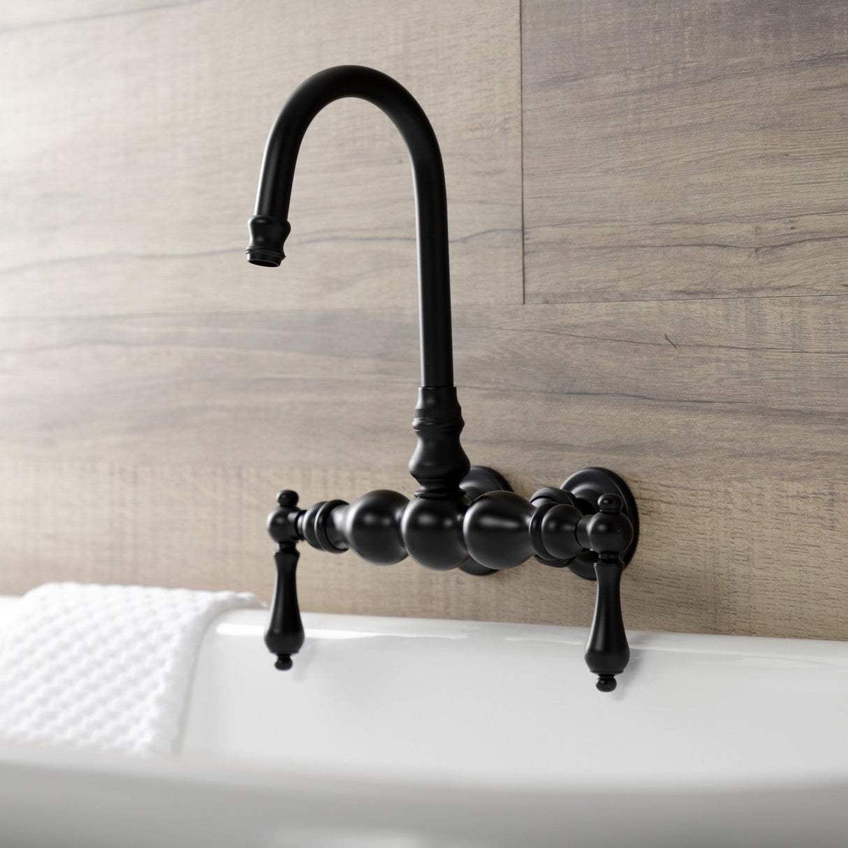 Aqua Vintage AE1T0 Two-Handle 2-Hole Tub Wall Mount Clawfoot Tub Faucet, Matte Black