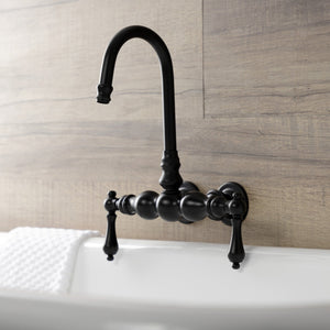 Aqua Vintage AE1T0 Two-Handle 2-Hole Tub Wall Mount Clawfoot Tub Faucet, Matte Black