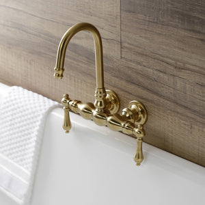 Aqua Vintage AE1T7 Two-Handle 2-Hole Tub Wall Mount Clawfoot Tub Faucet, Brushed Brass