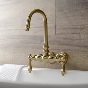 Aqua Vintage AE1T7 Two-Handle 2-Hole Tub Wall Mount Clawfoot Tub Faucet, Brushed Brass