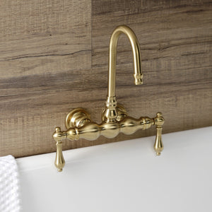 Aqua Vintage AE1T7 Two-Handle 2-Hole Tub Wall Mount Clawfoot Tub Faucet, Brushed Brass