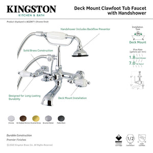 Aqua Vintage AE205T5 Three-Handle 2-Hole Deck Mount Clawfoot Tub Faucet with Hand Shower, Oil Rubbed Bronze