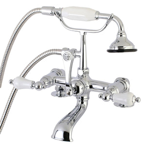Aqua Vintage AE206T1 Three-Handle 2-Hole Deck Mount Clawfoot Tub Faucet with Hand Shower, Polished Chrome