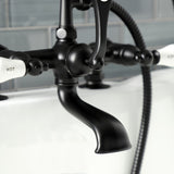 Aqua Vintage AE207T0 Three-Handle 2-Hole Deck Mount Clawfoot Tub Faucet with Hand Shower, Matte Black