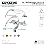 Aqua Vintage AE207T5 Three-Handle 2-Hole Deck Mount Clawfoot Tub Faucet with Hand Shower, Oil Rubbed Bronze