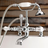 Aqua Vintage AE208T1 Three-Handle 2-Hole Deck Mount Clawfoot Tub Faucet with Hand Shower, Polished Chrome