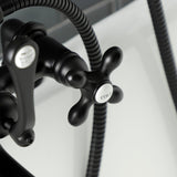 Aqua Vintage AE209T0 Three-Handle 2-Hole Deck Mount Clawfoot Tub Faucet with Hand Shower, Matte Black
