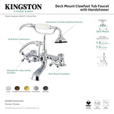 Aqua Vintage AE209T8 Three-Handle 2-Hole Deck Mount Clawfoot Tub Faucet with Hand Shower, Brushed Nickel