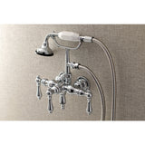 Aqua Vintage AE20T1 Three-Handle 2-Hole Tub Wall Mount Clawfoot Tub Faucet with Hand Shower, Polished Chrome