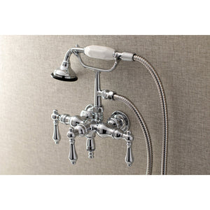 Aqua Vintage AE20T1 Three-Handle 2-Hole Tub Wall Mount Clawfoot Tub Faucet with Hand Shower, Polished Chrome