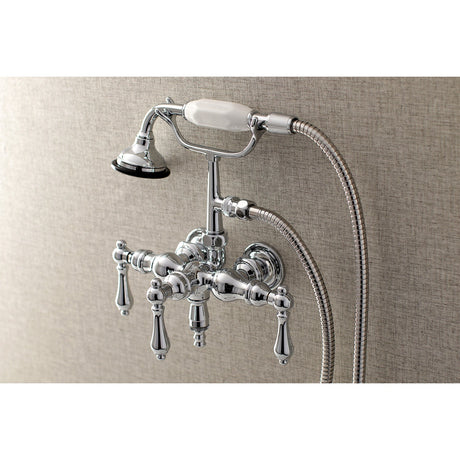 Aqua Vintage AE20T1 Three-Handle 2-Hole Tub Wall Mount Clawfoot Tub Faucet with Hand Shower, Polished Chrome