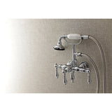Aqua Vintage AE20T1 Three-Handle 2-Hole Tub Wall Mount Clawfoot Tub Faucet with Hand Shower, Polished Chrome