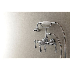 Aqua Vintage AE20T1 Three-Handle 2-Hole Tub Wall Mount Clawfoot Tub Faucet with Hand Shower, Polished Chrome