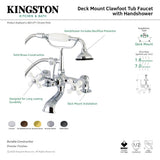 Aqua Vintage AE212T1 Three-Handle 2-Hole Deck Mount Clawfoot Tub Faucet with Hand Shower, Polished Chrome