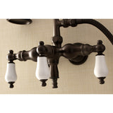 Aqua Vintage AE23T5 Three-Handle 2-Hole Tub Wall Mount Clawfoot Tub Faucet with Hand Shower, Oil Rubbed Bronze